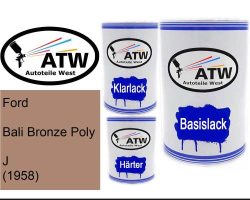 Ford, Bali Bronze Poly, J (1958): 500ml Lackdose + 500ml Klarlack + 250ml Härter - Set, von ATW Autoteile West.